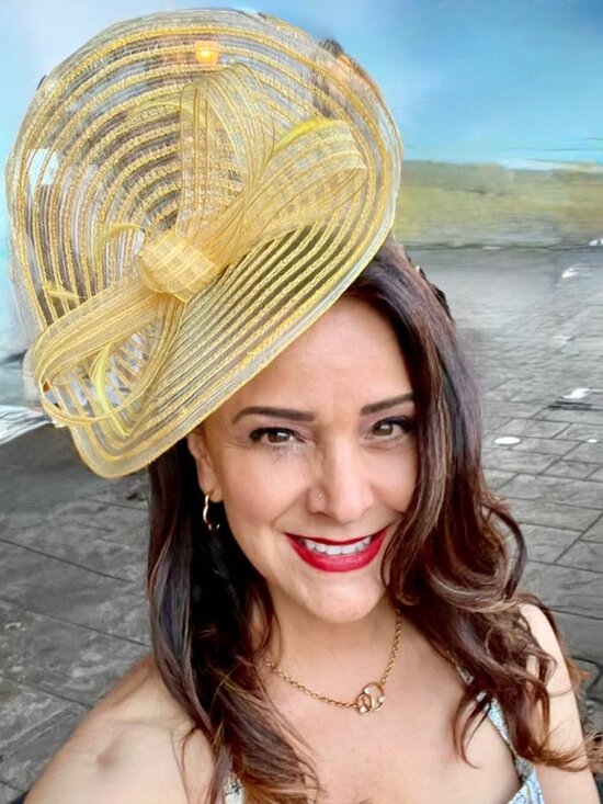 Gorgeous Giovannio yellow track fascinator hat - excellent condition, worn 2x main image 5